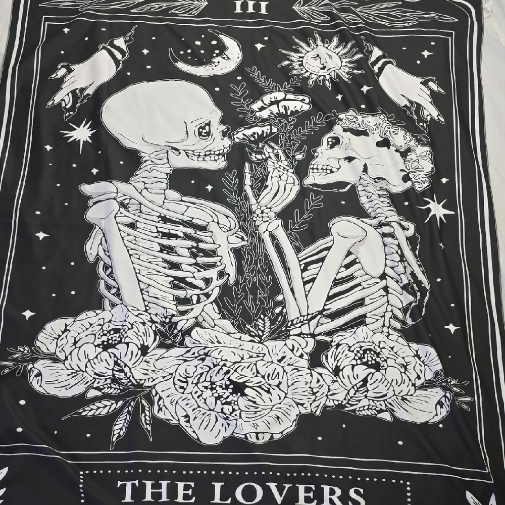 Skull Black And White Gothic Grunge Dark Wall Hanging Decor Tapestry